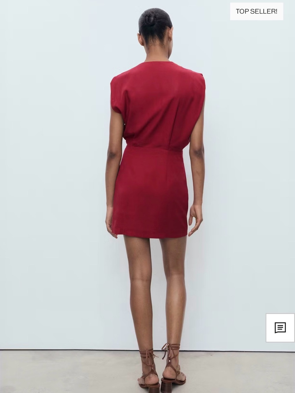 Red Wrap-Style Mini Dress - Picture 2 of 7